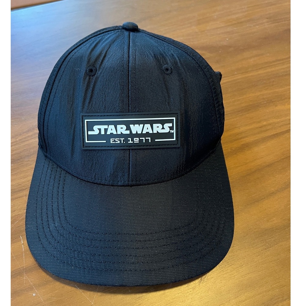 Star Wars Est. 1977 Baseball Hat Snapback OSFM Black Rubber Logo Patch Cap